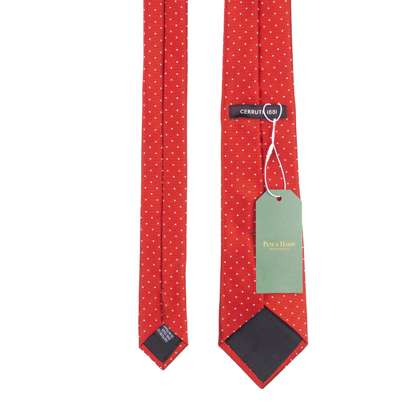 Red Tie with White Dots