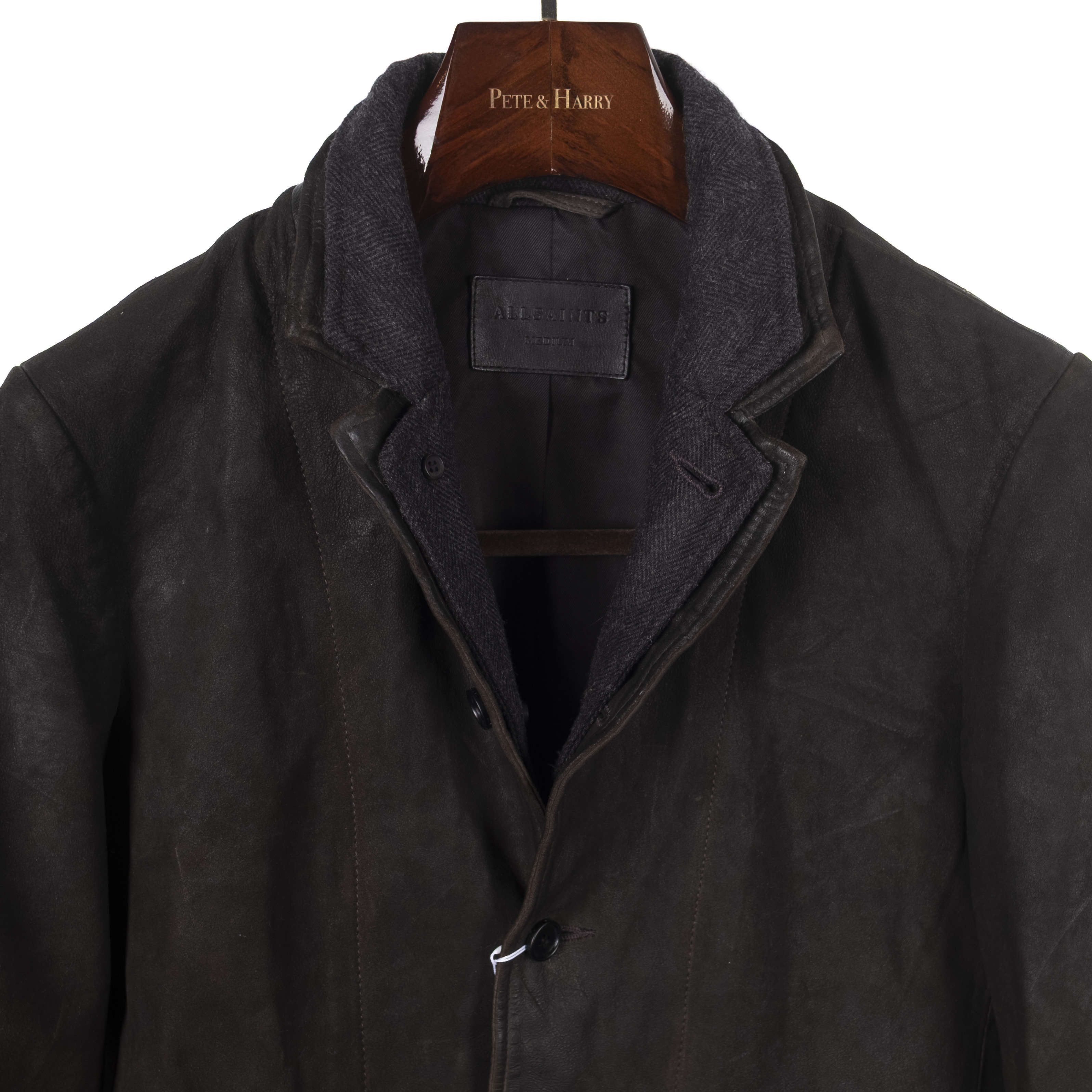 Brown Leather Jacket with Grey Wool Liner