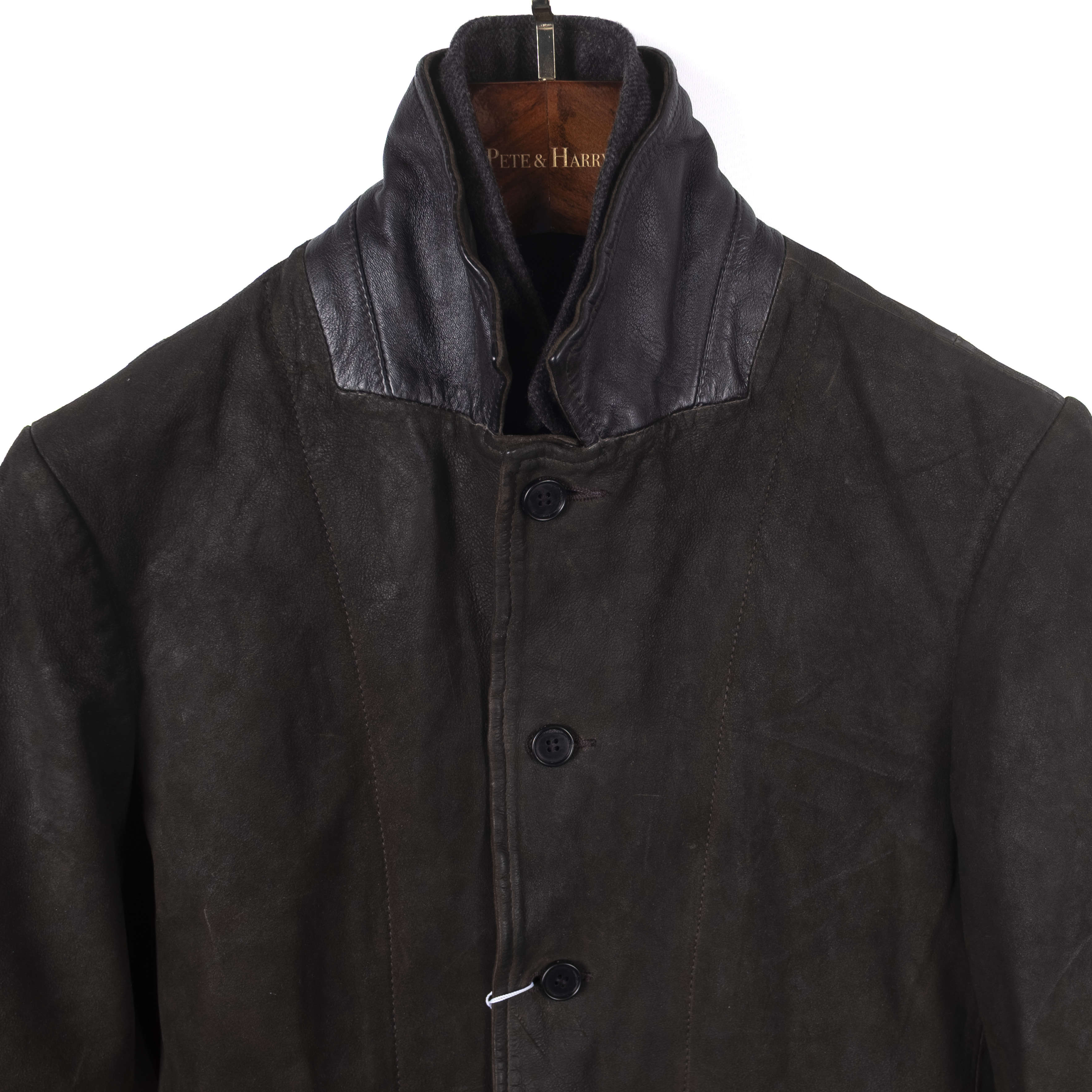 Brown Leather Jacket with Grey Wool Liner