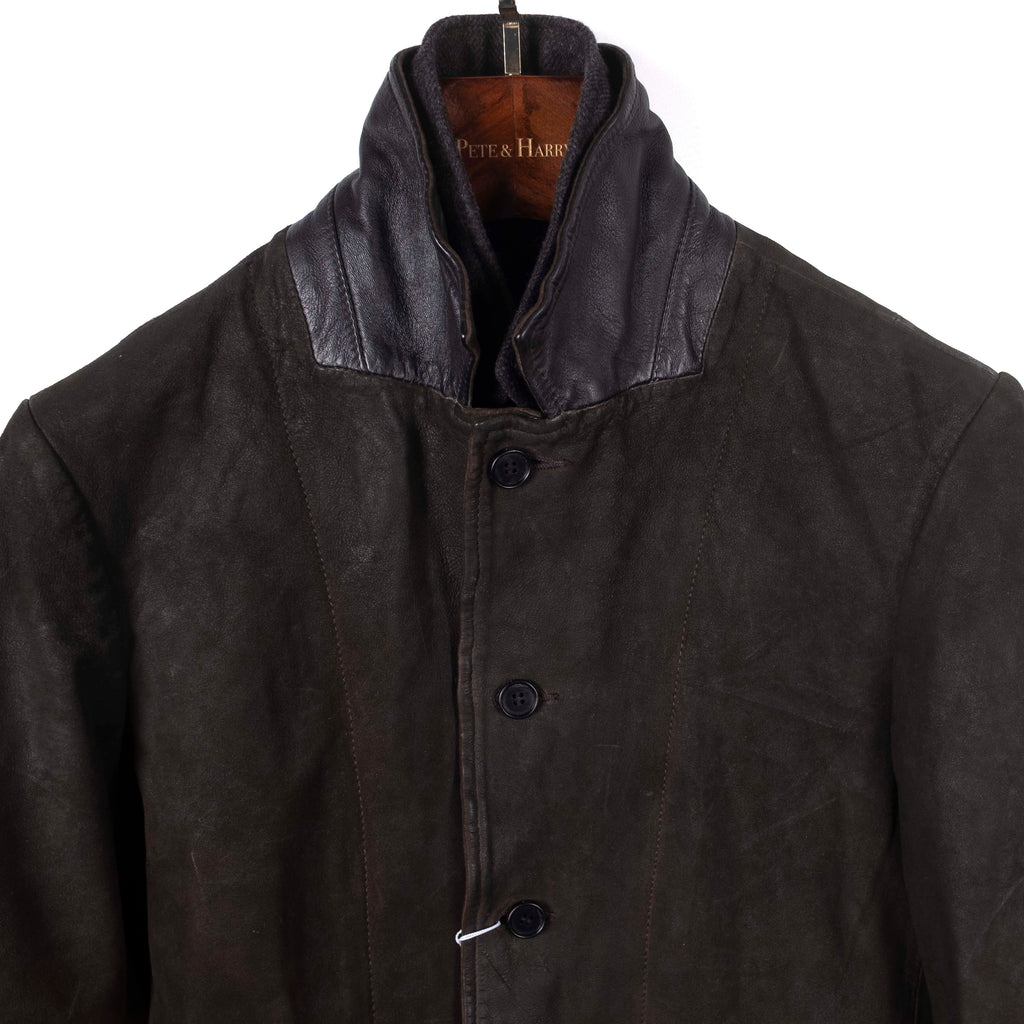 Brown Leather Jacket with Grey Wool Liner