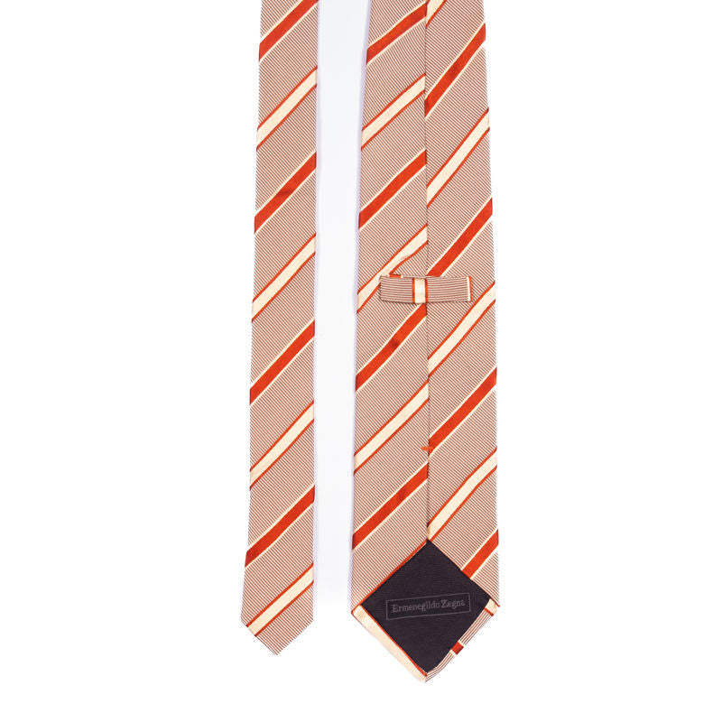 Zegna White and Red Striped Tie