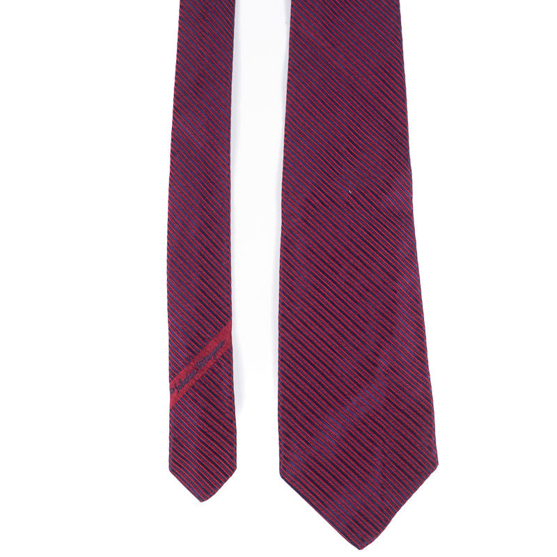 Salvatore Ferragamo Red and Navy Striped Tie