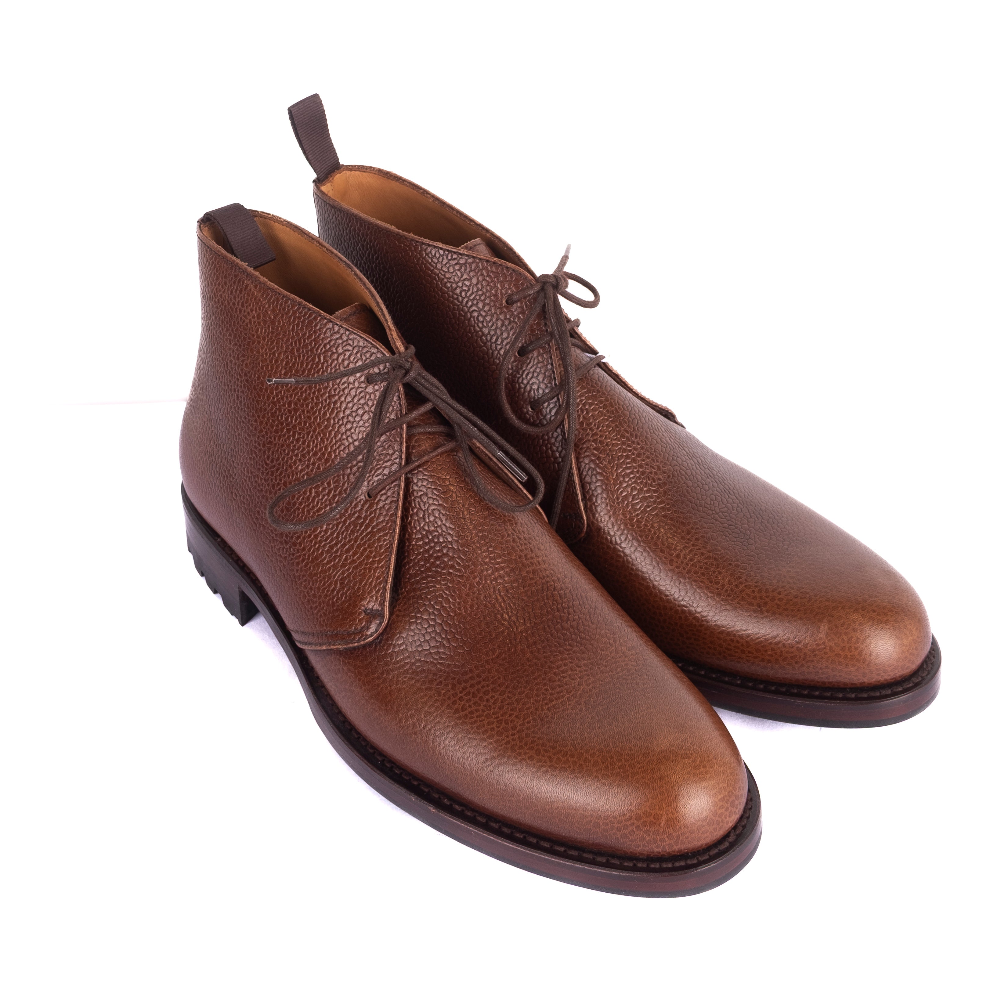 Box Calf Pebble Grain Brown Chukka Boots