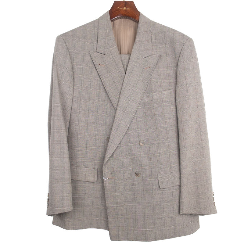 Grey Checked Double Breasted Suit