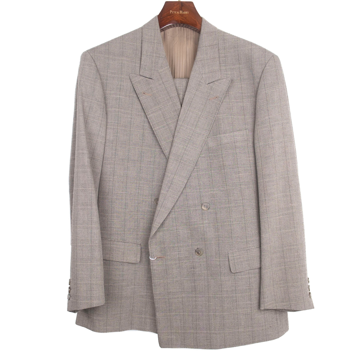 Grey Checked Double Breasted Suit