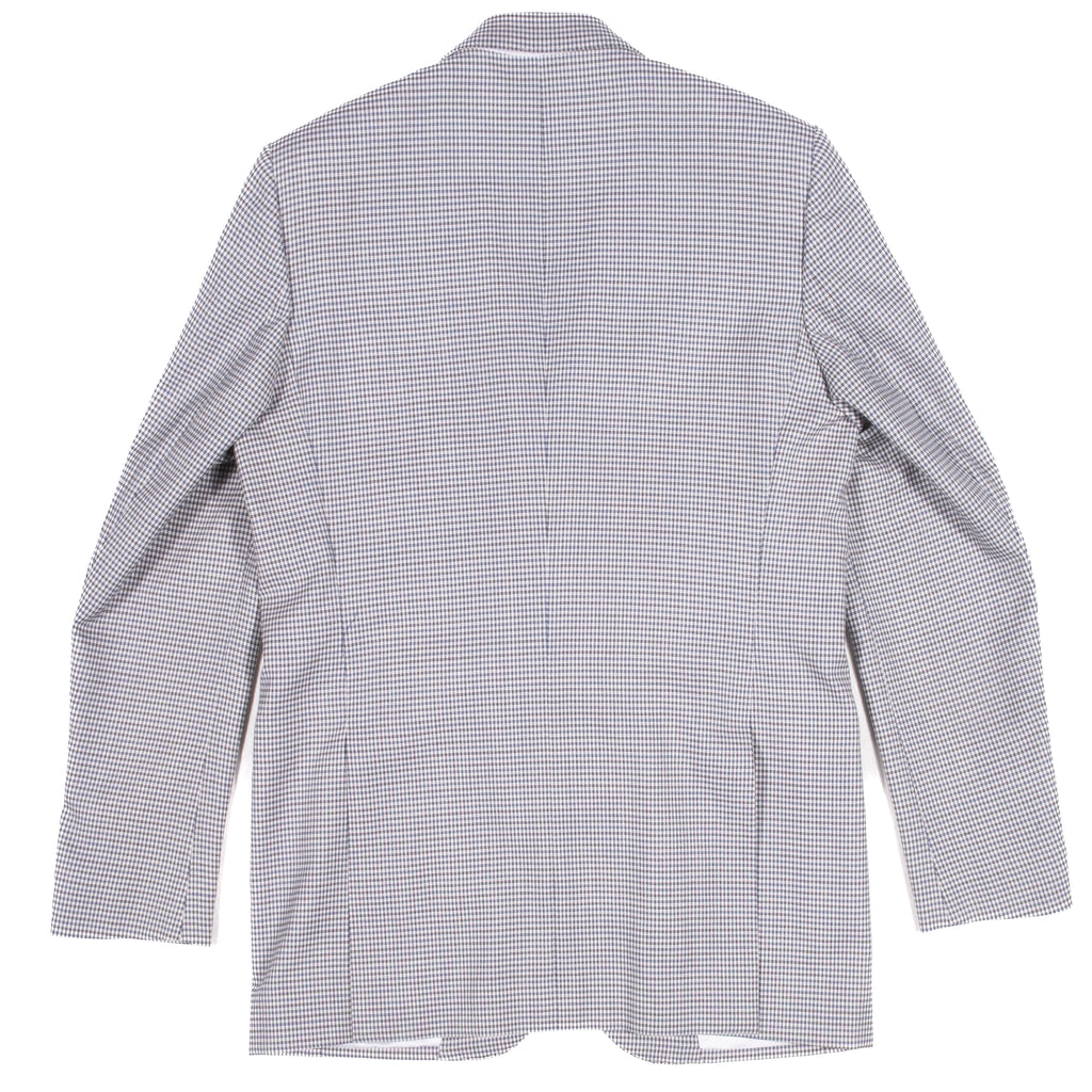 Neapolitan Hand Tailored Grey, White and Blue Mini Checked Wool Sport Coat Sz 50