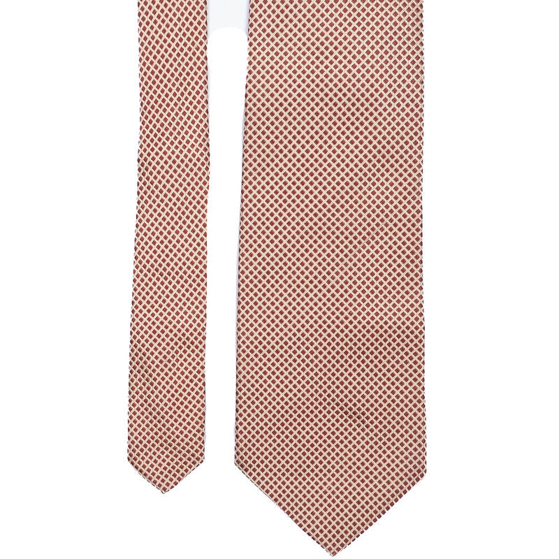Red and Beige Patterned Tie