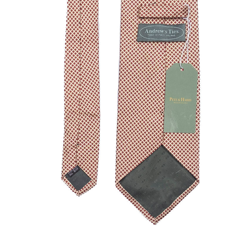 Red and Beige Patterned Tie