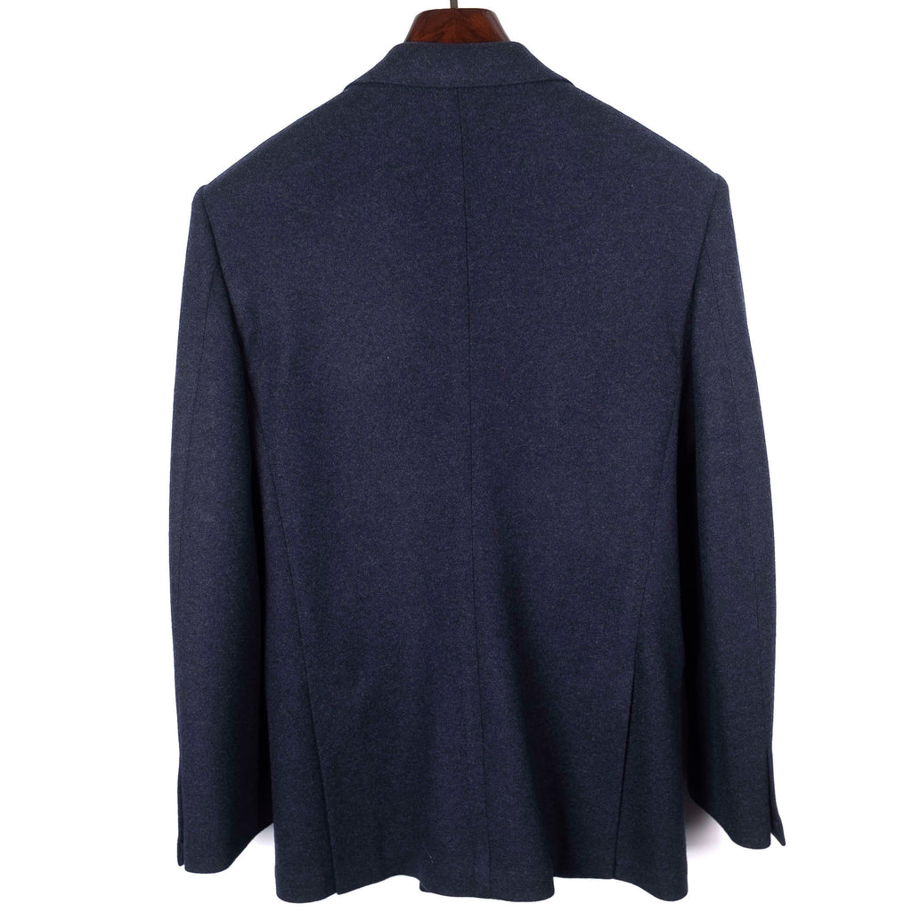 Neapolitan Hand Tailored Navy Double Breasted Flannel Sport Coat, 44