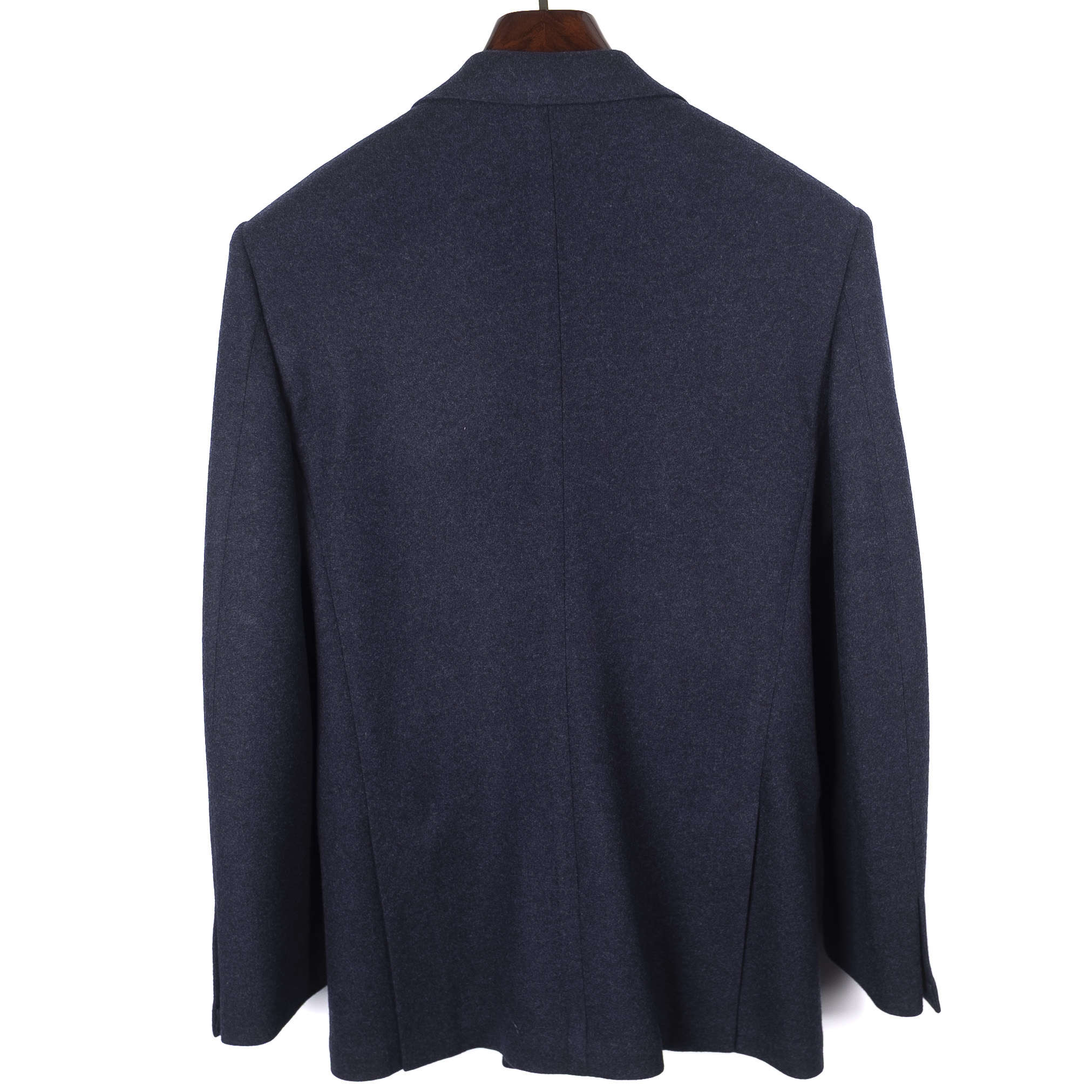 Neapolitan Hand Tailored Navy Double Breasted Flannel Sport Coat, 44