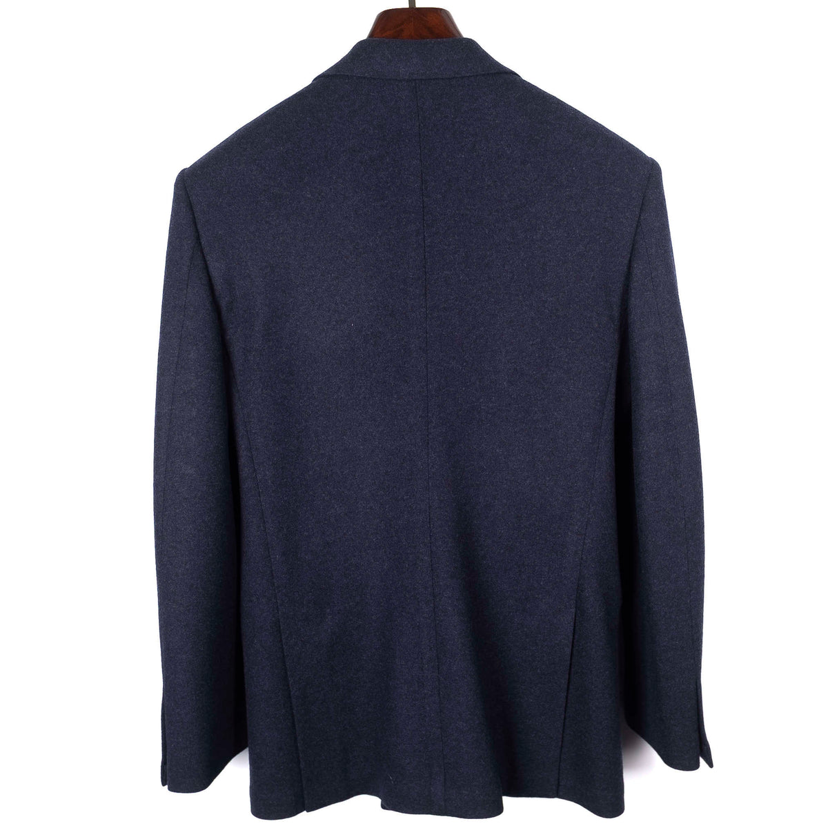 Neapolitan Hand Tailored Navy Double Breasted Flannel Sport Coat, 44