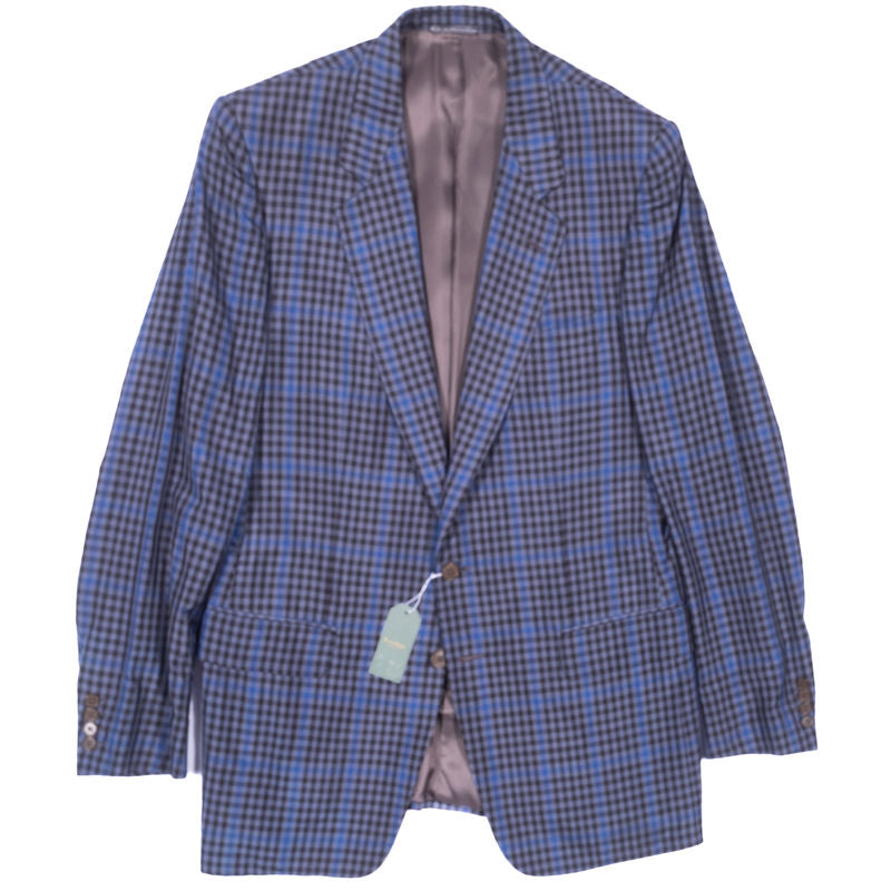Ermenegildo Zegna Blue Checks Silk Blazer Sz 52