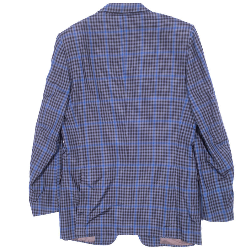 Ermenegildo Zegna Blue Checks Silk Blazer Sz 52