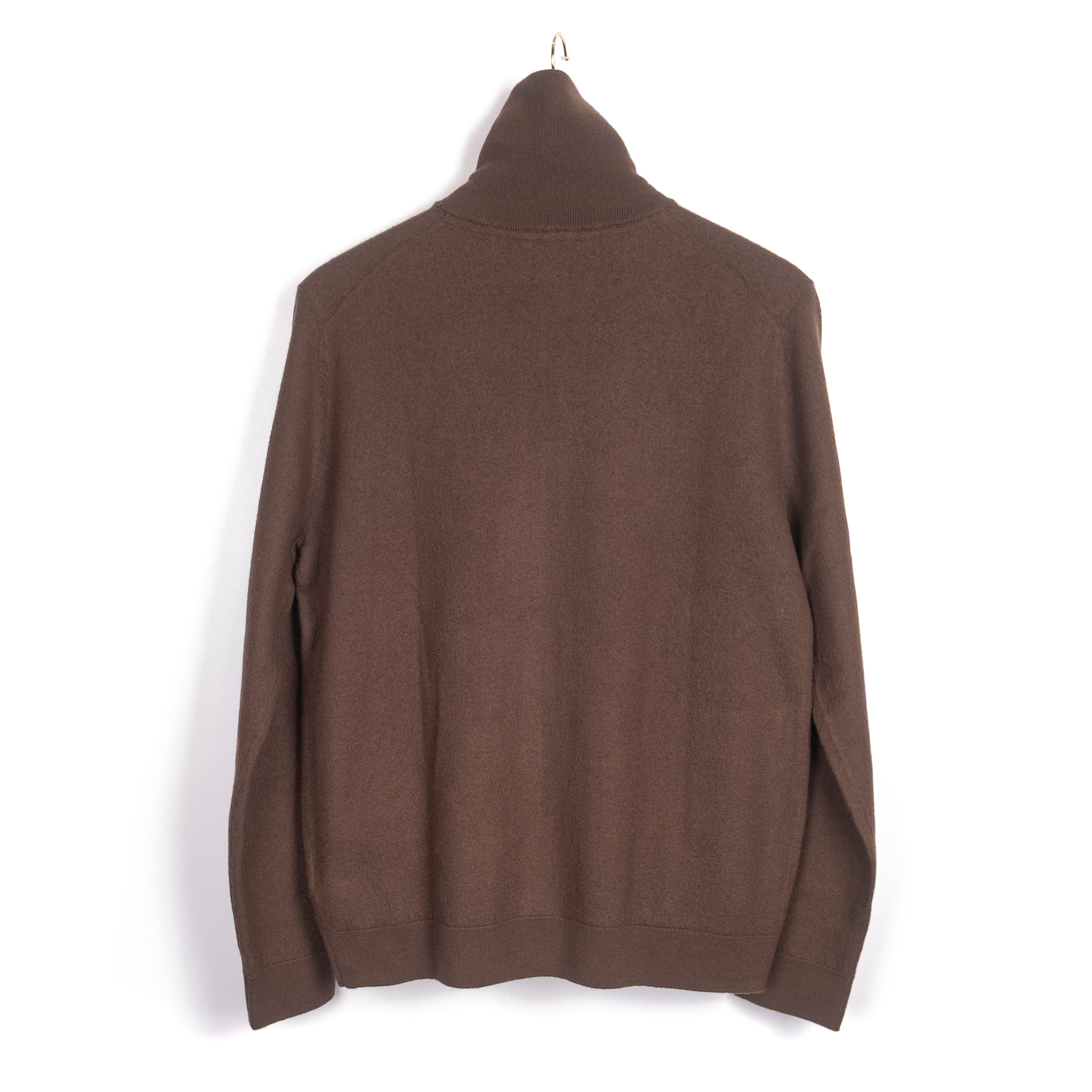 Brown Merino Zip Cardigan