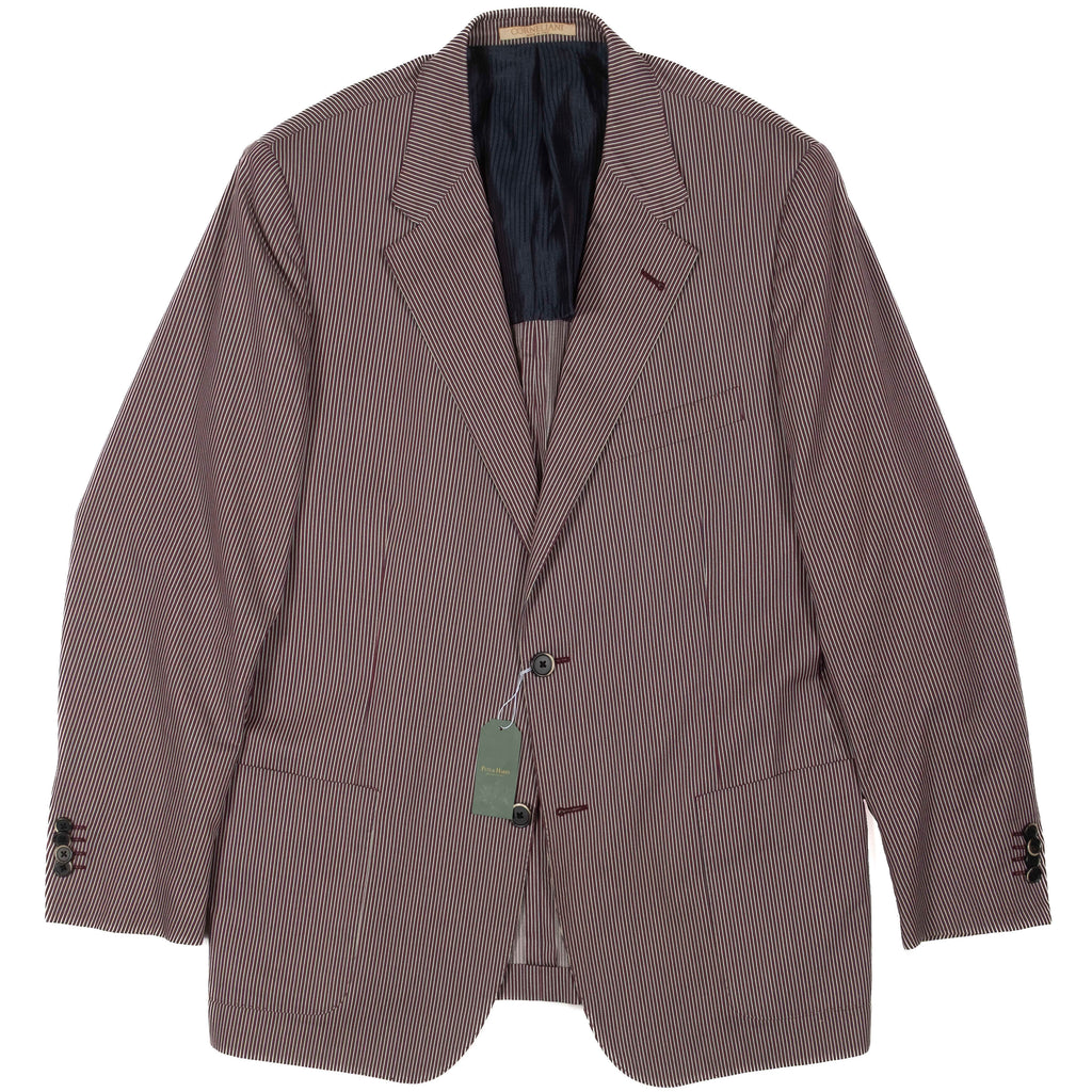 Corneliani Red and White Striped Cotton/Silk Sport Coat