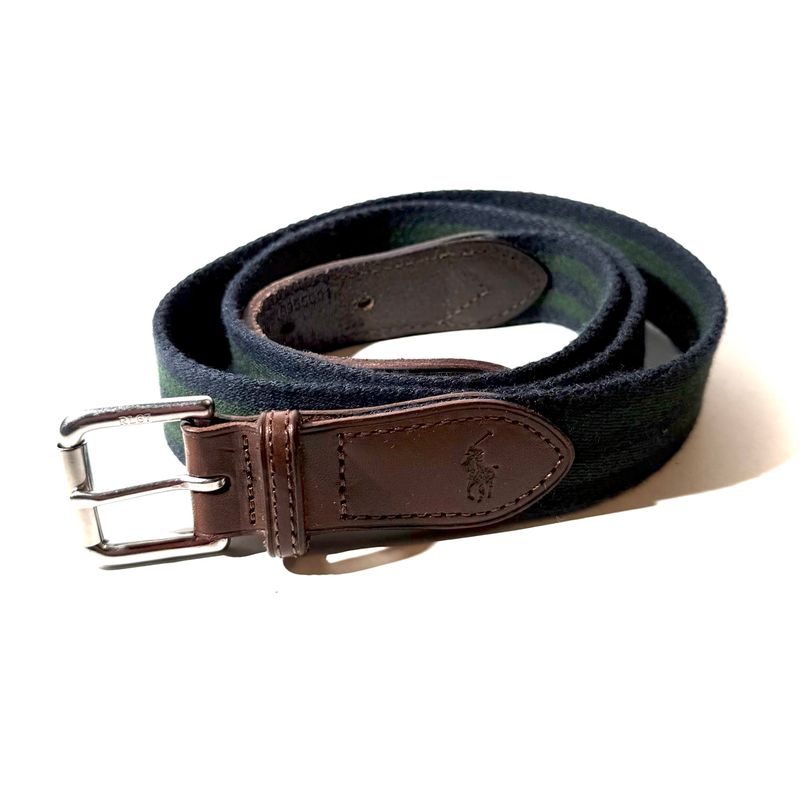 Polo Ralph Lauren Navy and green striped Surcingle Belt