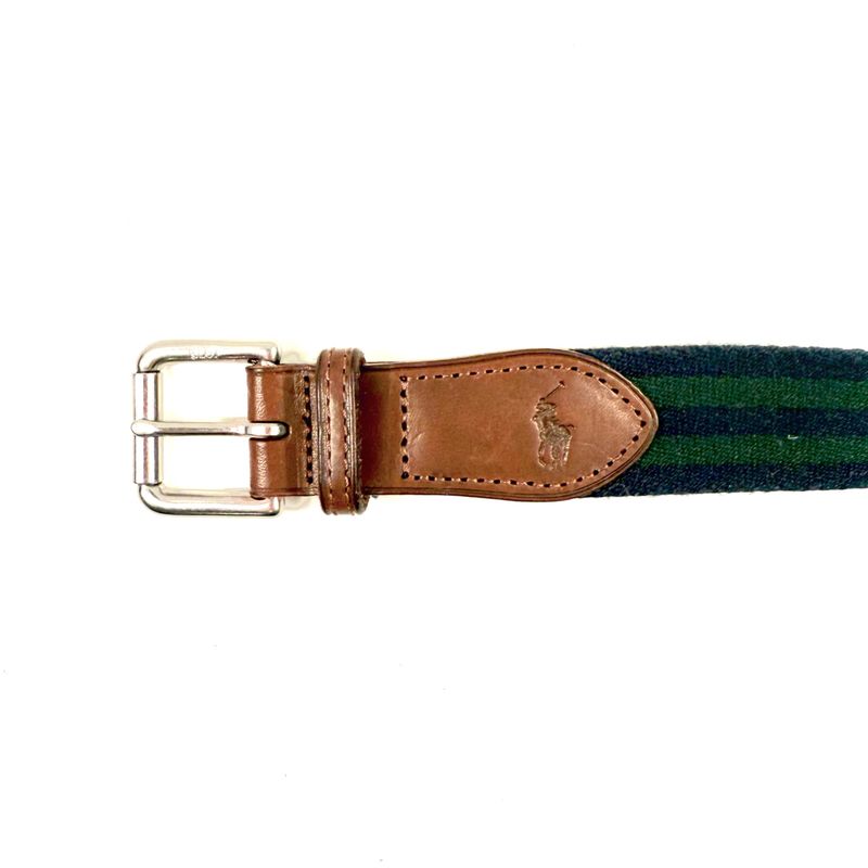 Polo Ralph Lauren Navy and green striped Surcingle Belt