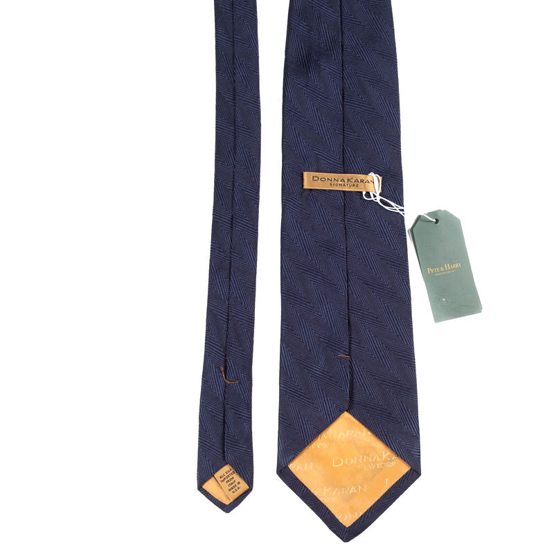 Donna Karan Navy Herringbone Tie
