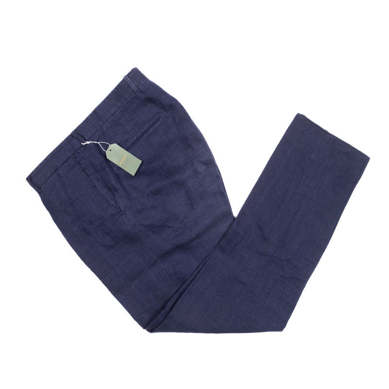 Oscar Jacobson Navy Linen Trousers