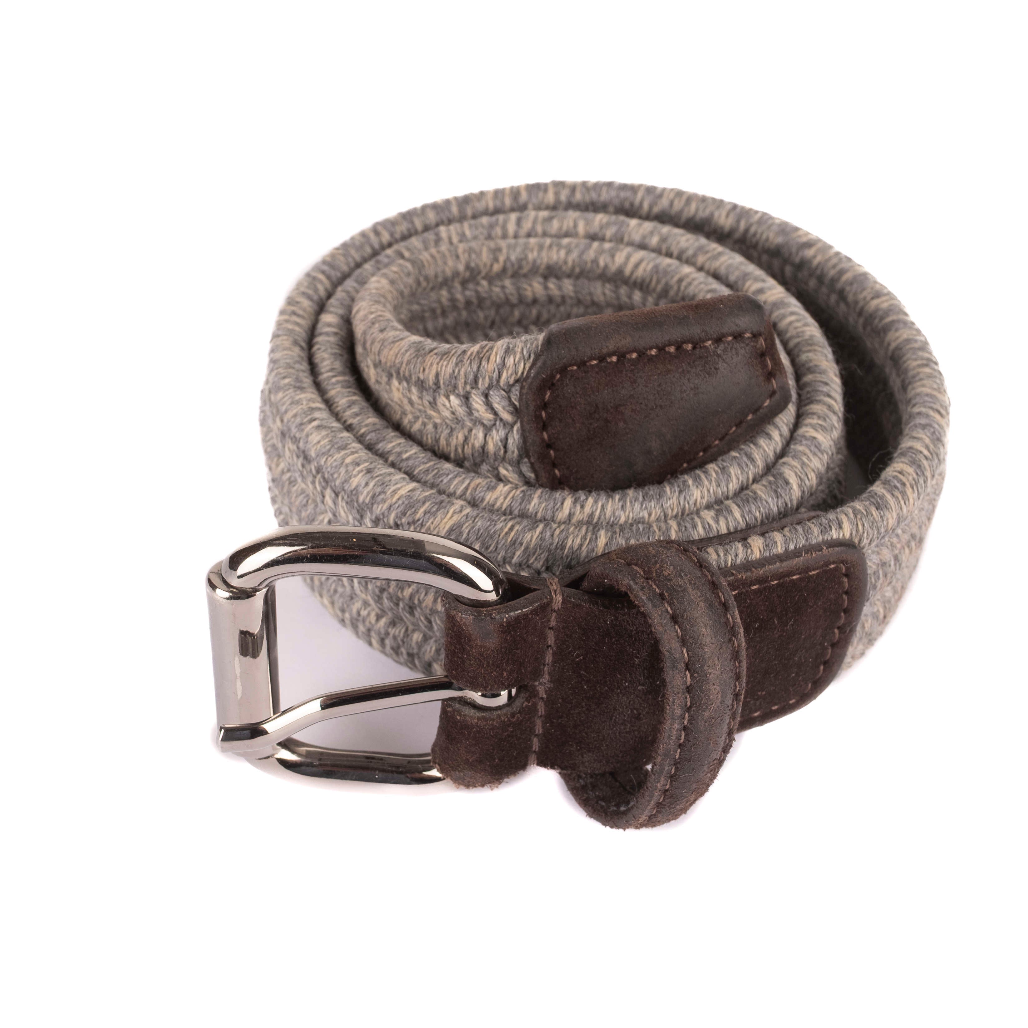 Grey Braided Belt with Suede Details
