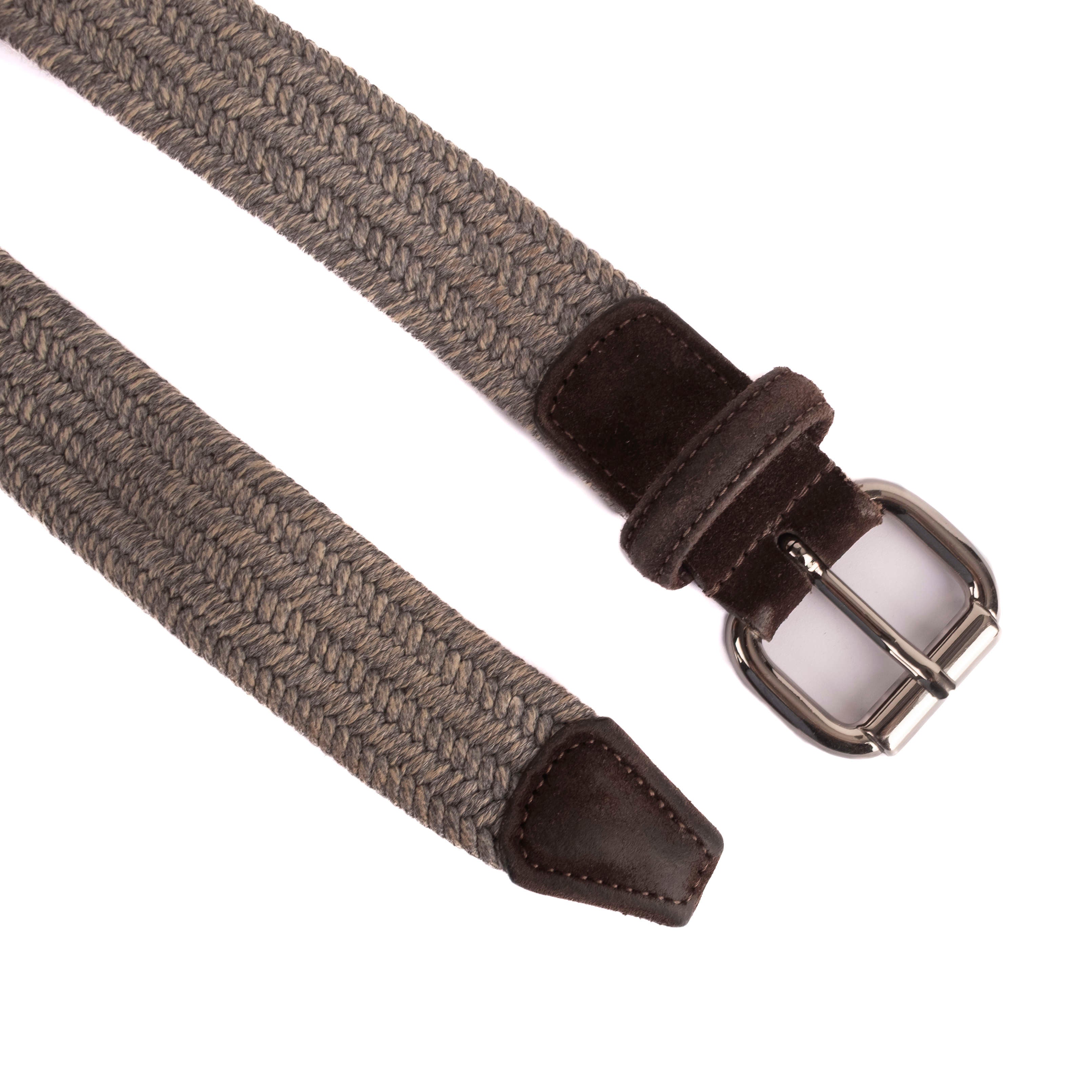 Grey Braided Belt with Suede Details