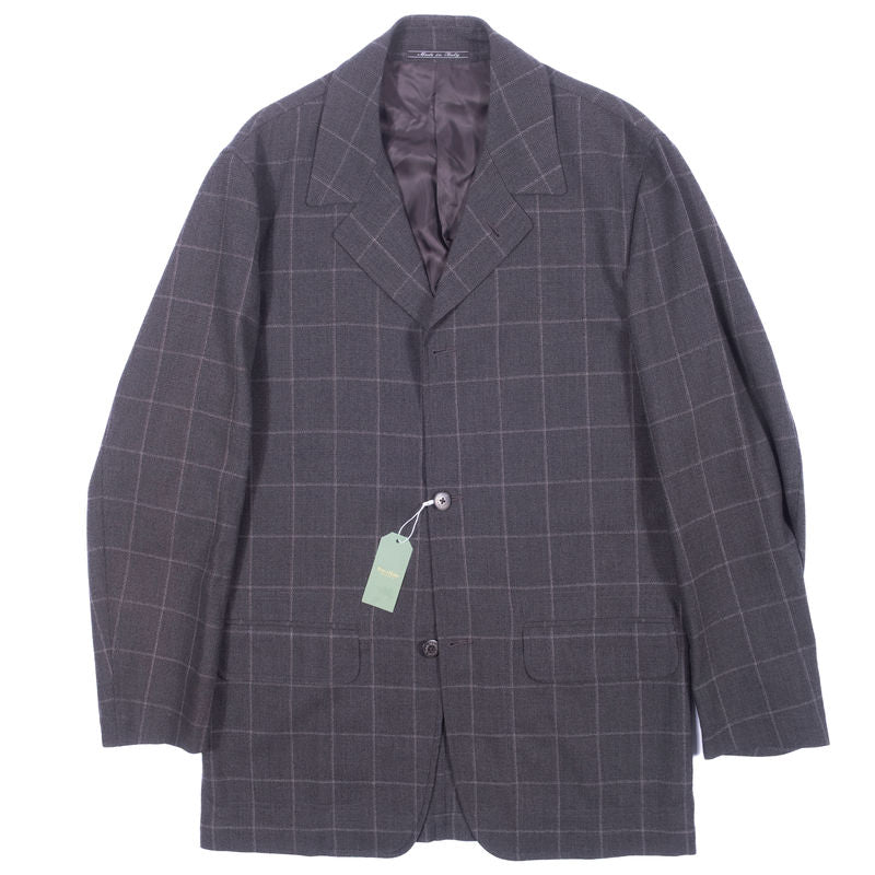 Gian Marco Venturi Grey Windowpane Cuban Collar Sport Coat