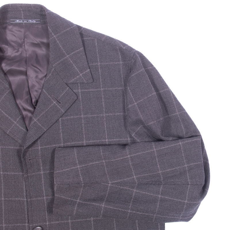 Gian Marco Venturi Grey Windowpane Cuban Collar Sport Coat
