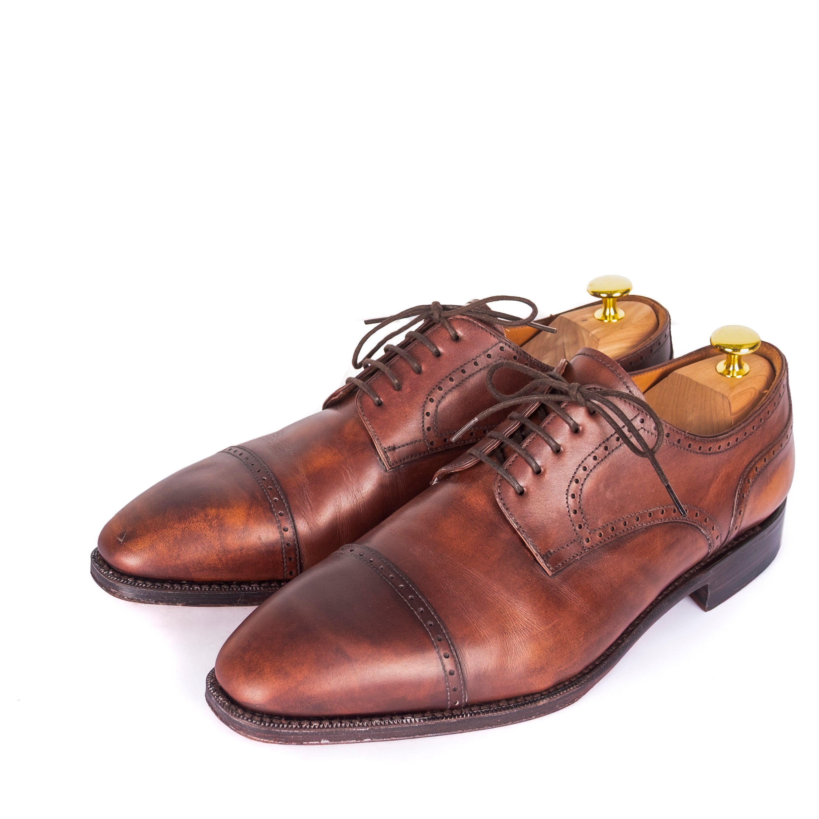 Box Calf Brown Cap Toe Brogue Derbies