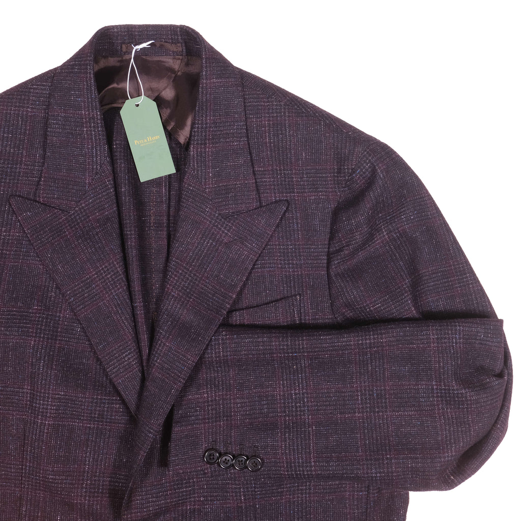 Neapolitan Hand Tailored Purple Check Wool Suit