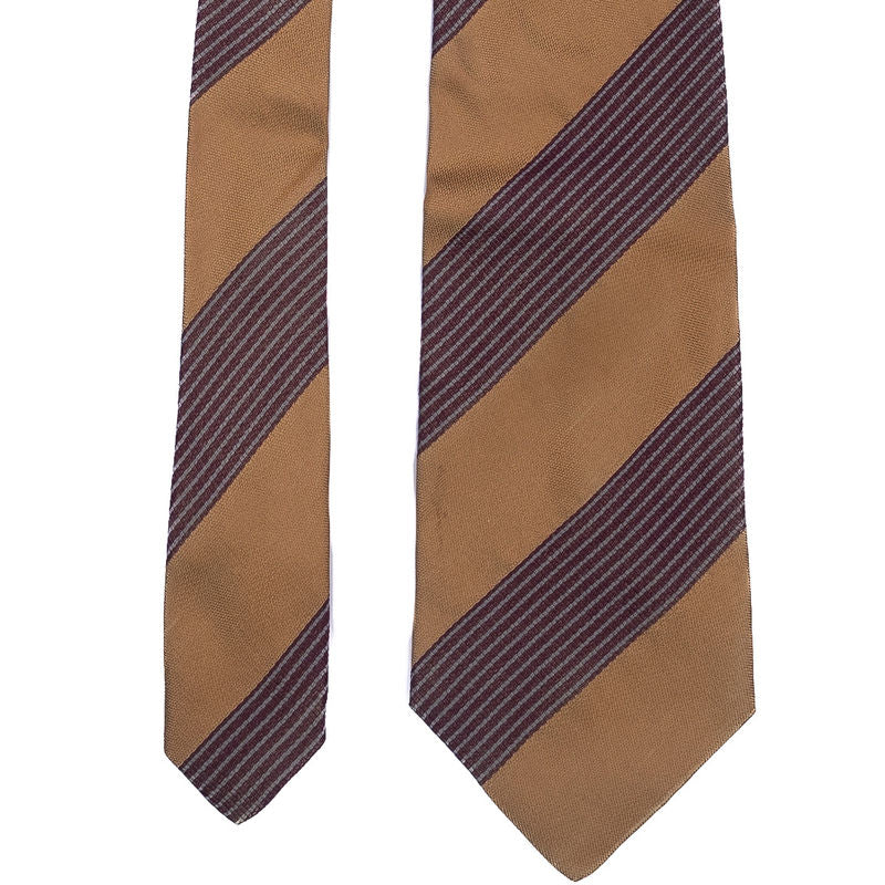 Gold and Burgundy Striped Tie