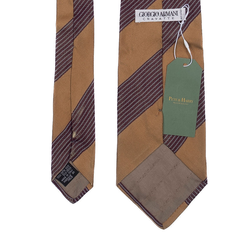 Gold and Burgundy Striped Tie
