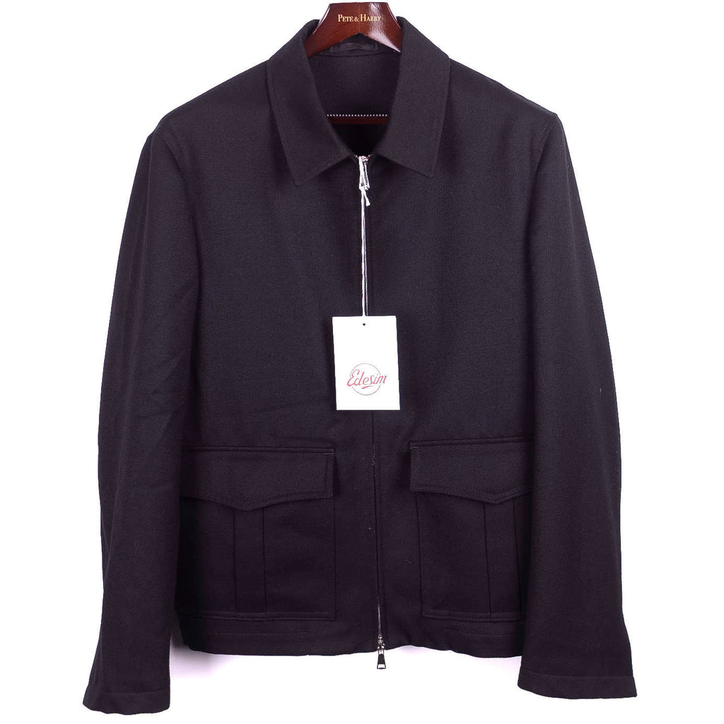 Neapolitan Hand Tailored Black Dugdale Wool Jacket Sz 48