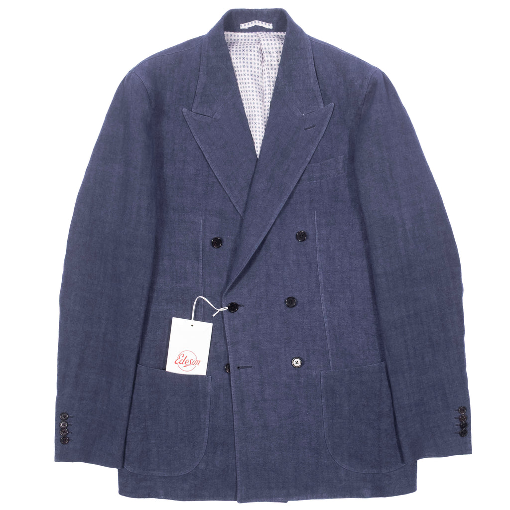 Neapolitan Hand Tailored Blue Hemp Sunrise Capsule Collection Double Breasted Sport Coat Sz 48