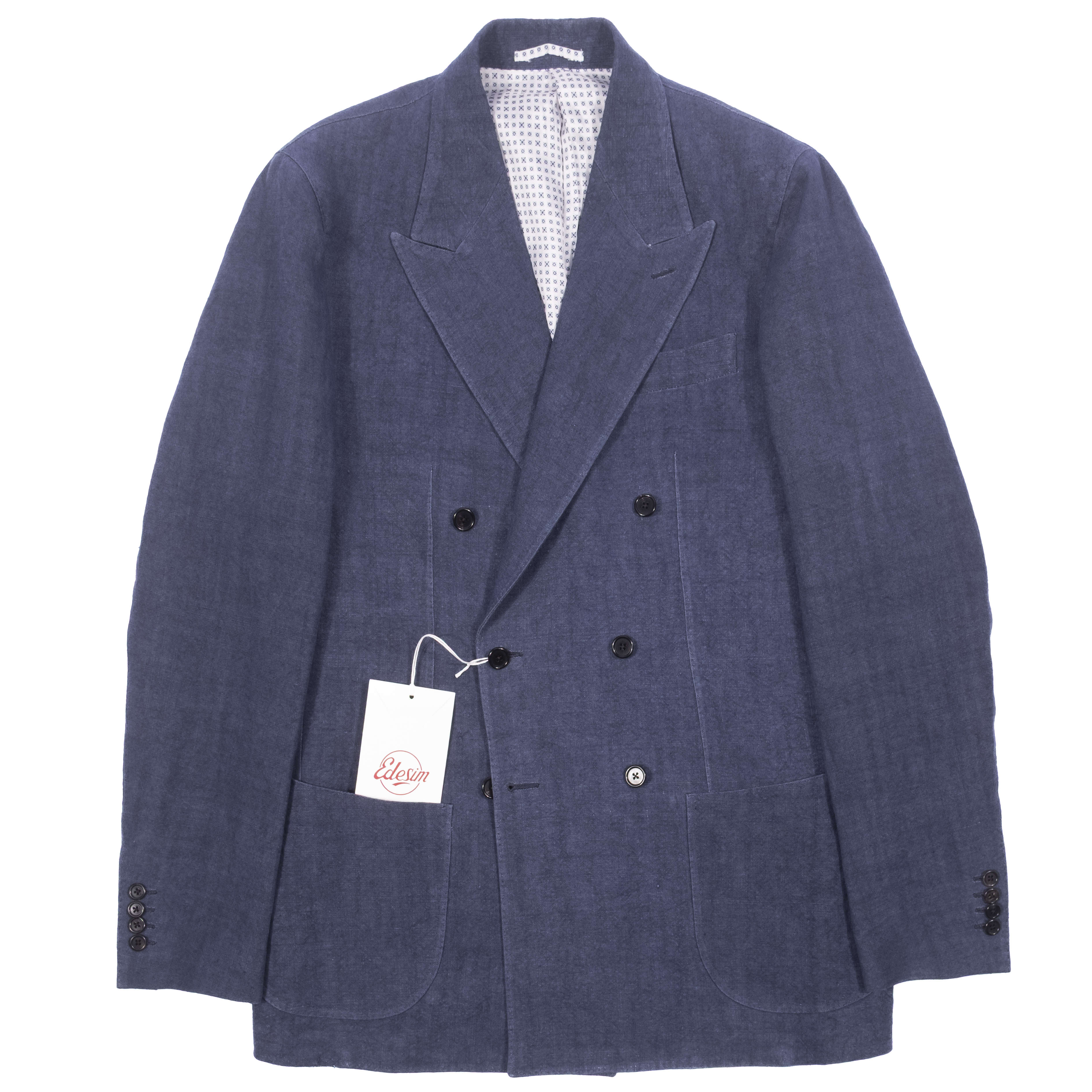 Neapolitan Hand Tailored Blue Hemp Sunrise Capsule Collection Double Breasted Sport Coat Sz 48