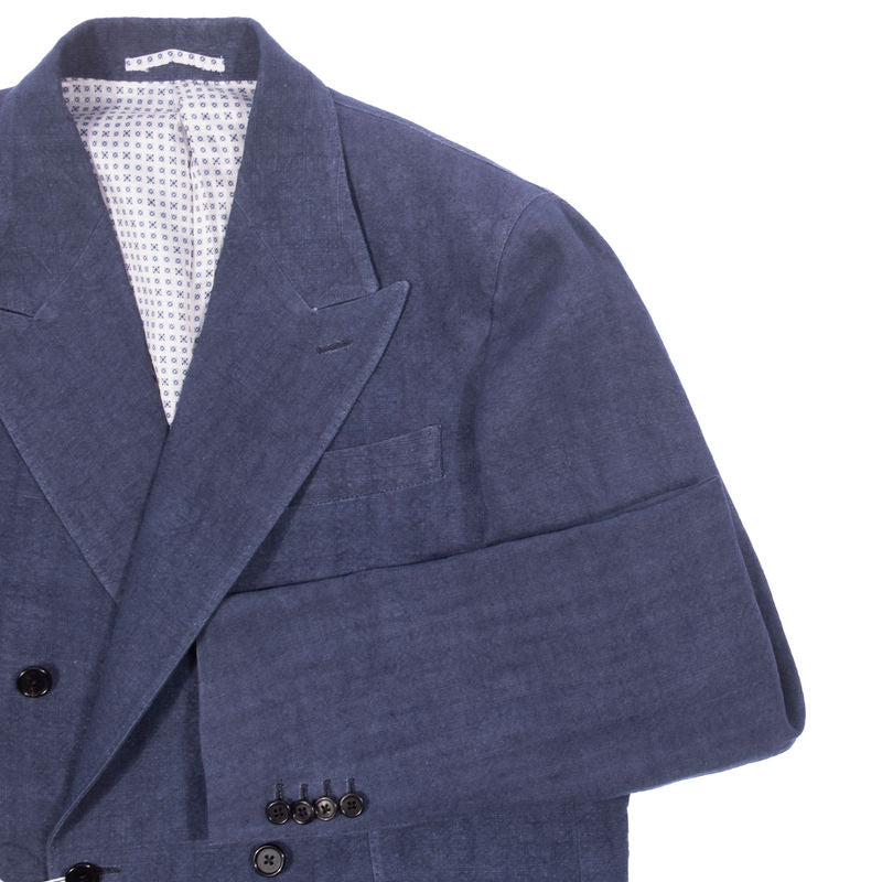 Neapolitan Hand Tailored Blue Hemp Sunrise Capsule Collection Double Breasted Sport Coat Sz 48