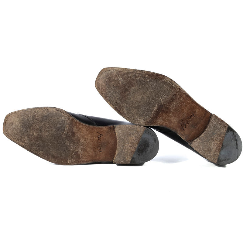 Brioni Black Leather Single Monkstraps Sz 43.5 (EU)