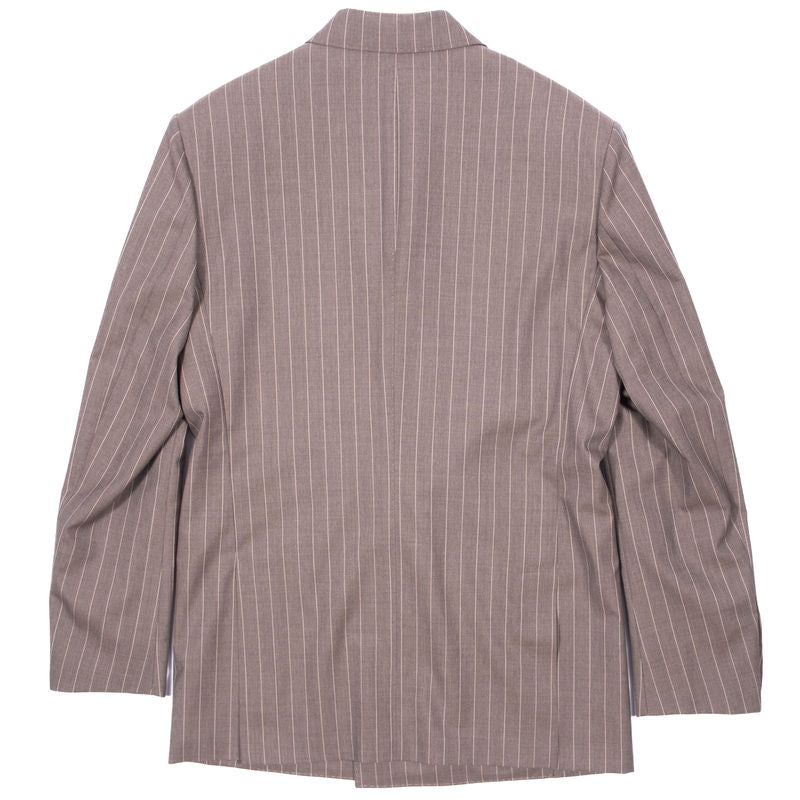 Neapolitan Hand Tailored Grey Chalk Striped Double Breasted Vitale Barberis Canonico Summer Suit Sz 54