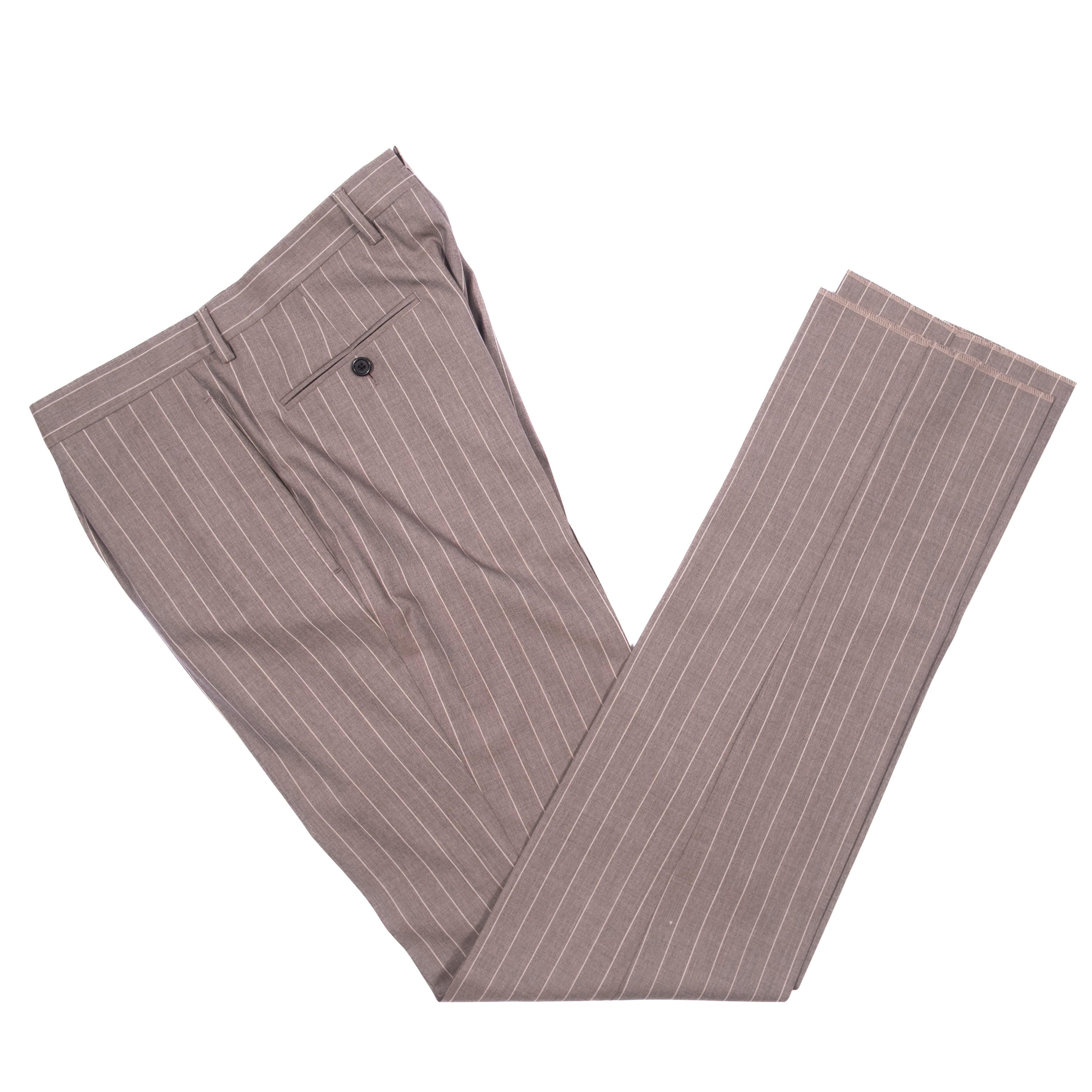 Neapolitan Hand Tailored Grey Chalk Striped Double Breasted Vitale Barberis Canonico Summer Suit Sz 54
