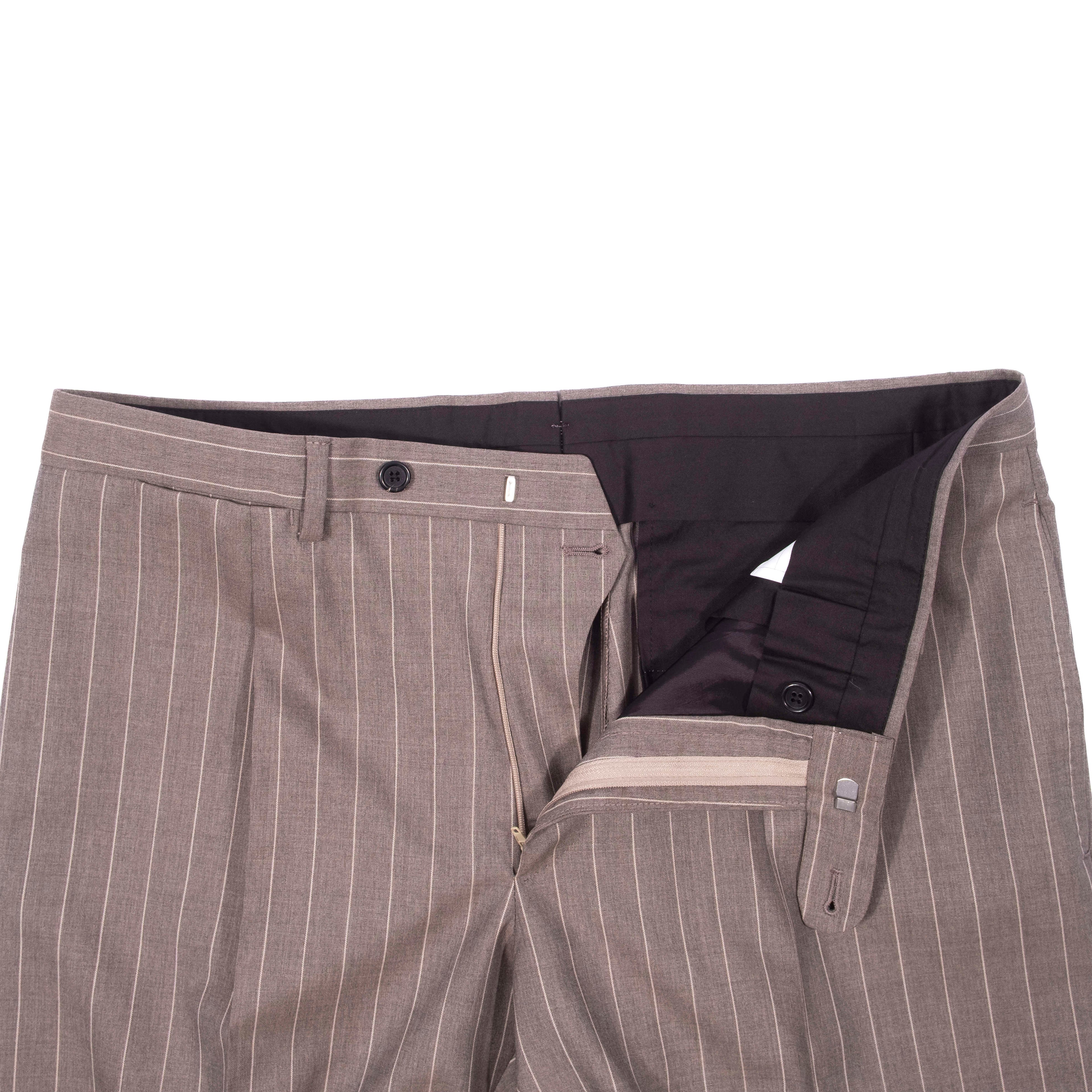 Neapolitan Hand Tailored Grey Chalk Striped Double Breasted Vitale Barberis Canonico Summer Suit Sz 54