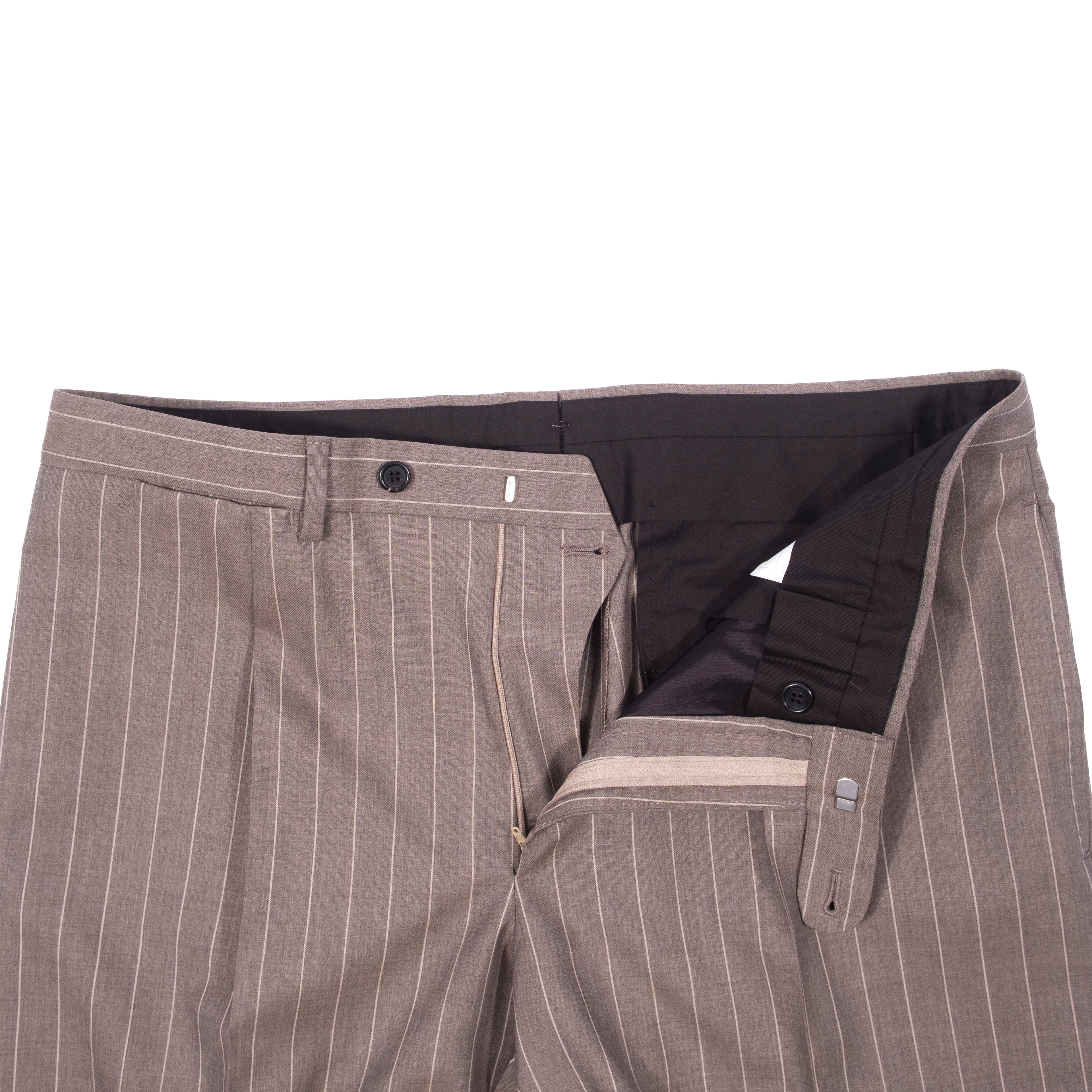 Neapolitan Hand Tailored Grey Chalk Striped Double Breasted Vitale Barberis Canonico Summer Suit Sz 54