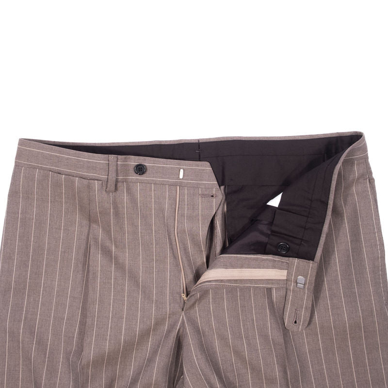 Neapolitan Hand Tailored Grey Chalk Striped Double Breasted Vitale Barberis Canonico Summer Suit Sz 54