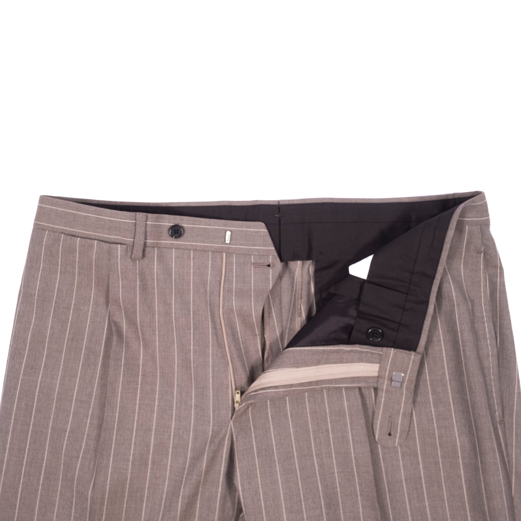 Neapolitan Hand Tailored Grey Chalk Striped Double Breasted Vitale Barberis Canonico Summer Suit Sz 54