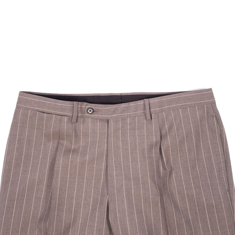 Neapolitan Hand Tailored Grey Chalk Striped Double Breasted Vitale Barberis Canonico Summer Suit Sz 54