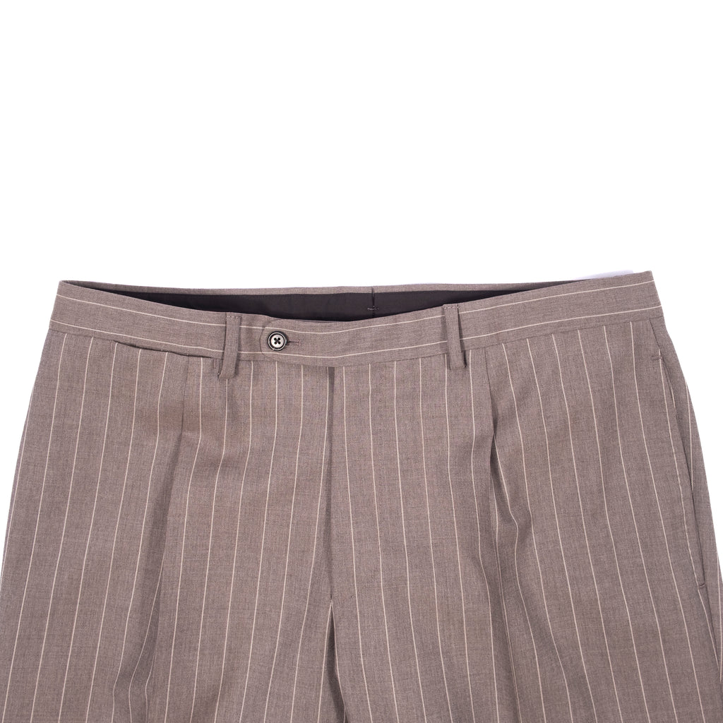 Neapolitan Hand Tailored Grey Chalk Striped Double Breasted Vitale Barberis Canonico Summer Suit Sz 54