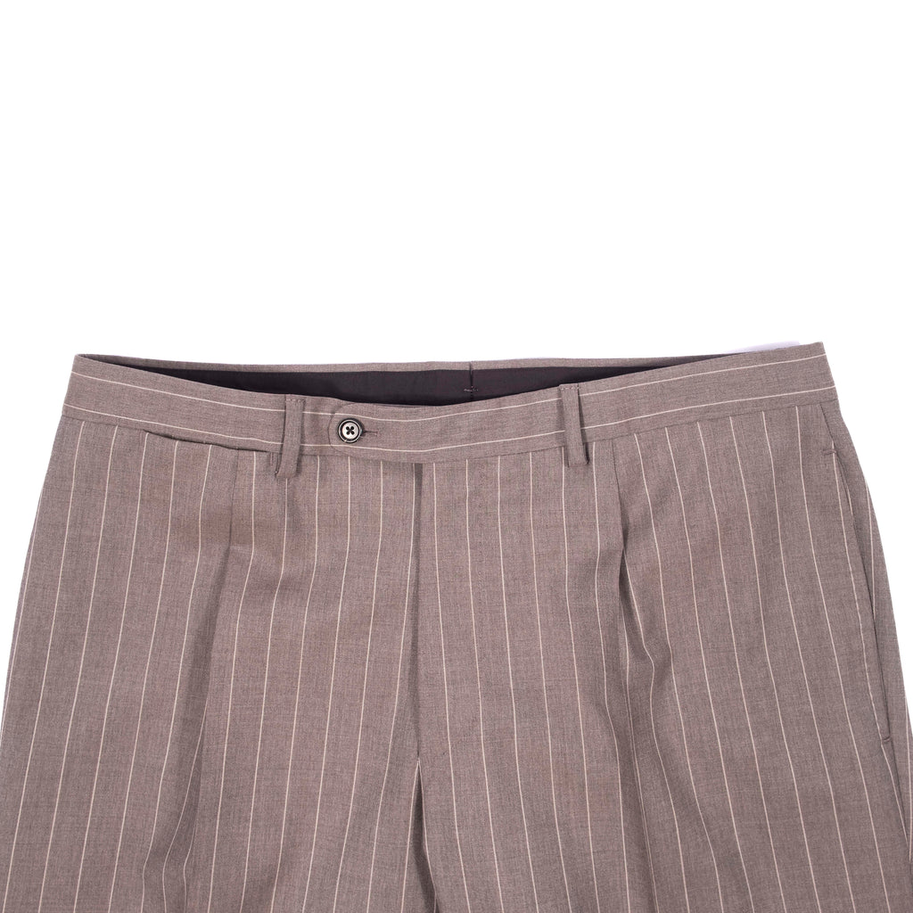 Neapolitan Hand Tailored Grey Chalk Striped Double Breasted Vitale Barberis Canonico Summer Suit Sz 54