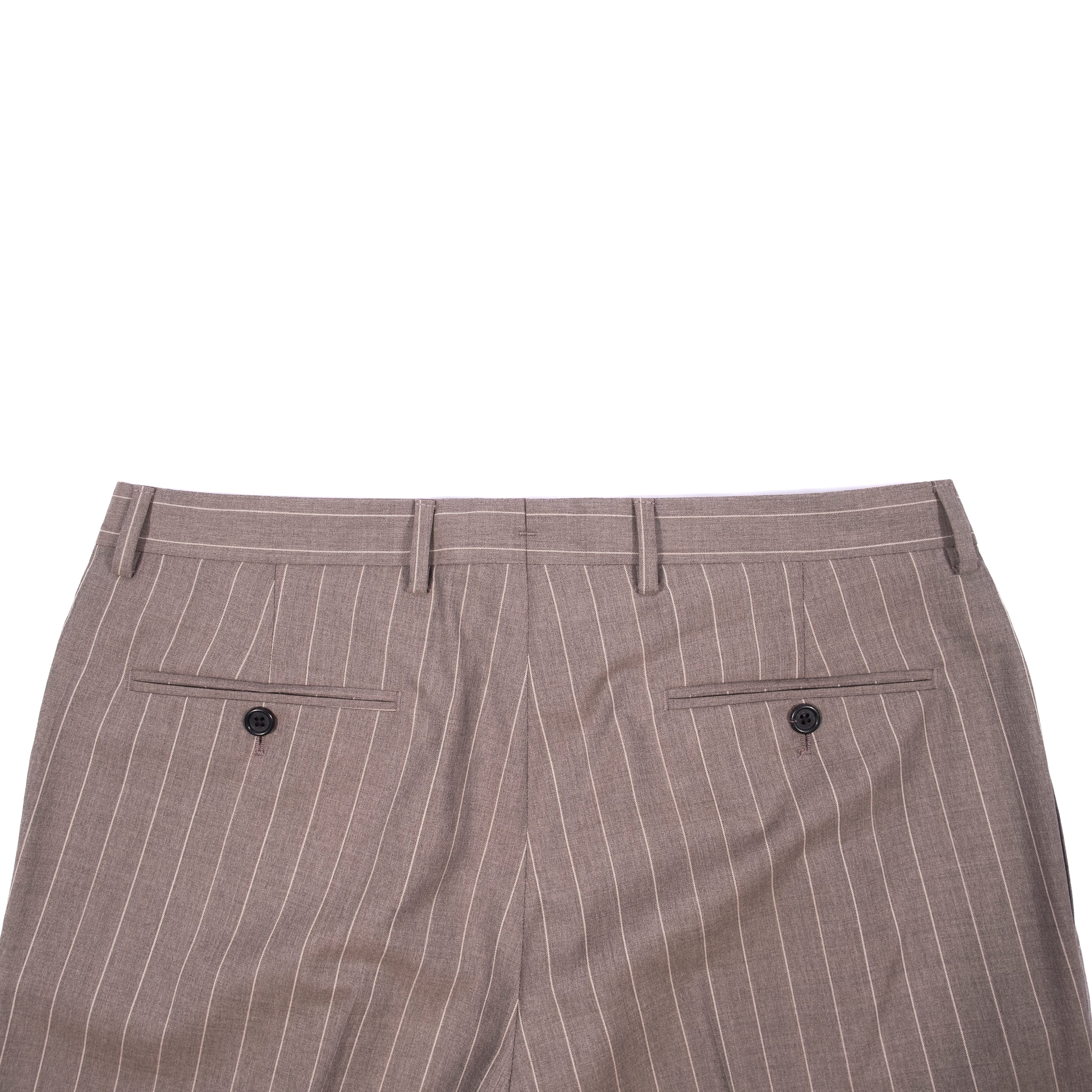 Neapolitan Hand Tailored Grey Chalk Striped Double Breasted Vitale Barberis Canonico Summer Suit Sz 54