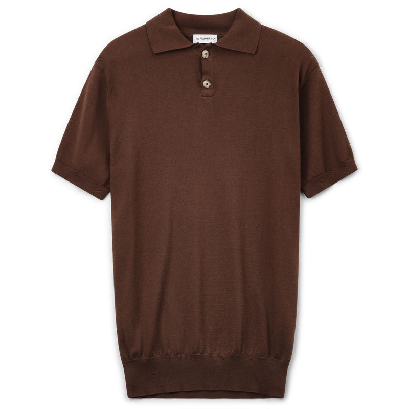 Knitted Brown Short Sleeve Polo Shirt  - Regular Retail Price 1590 Kr