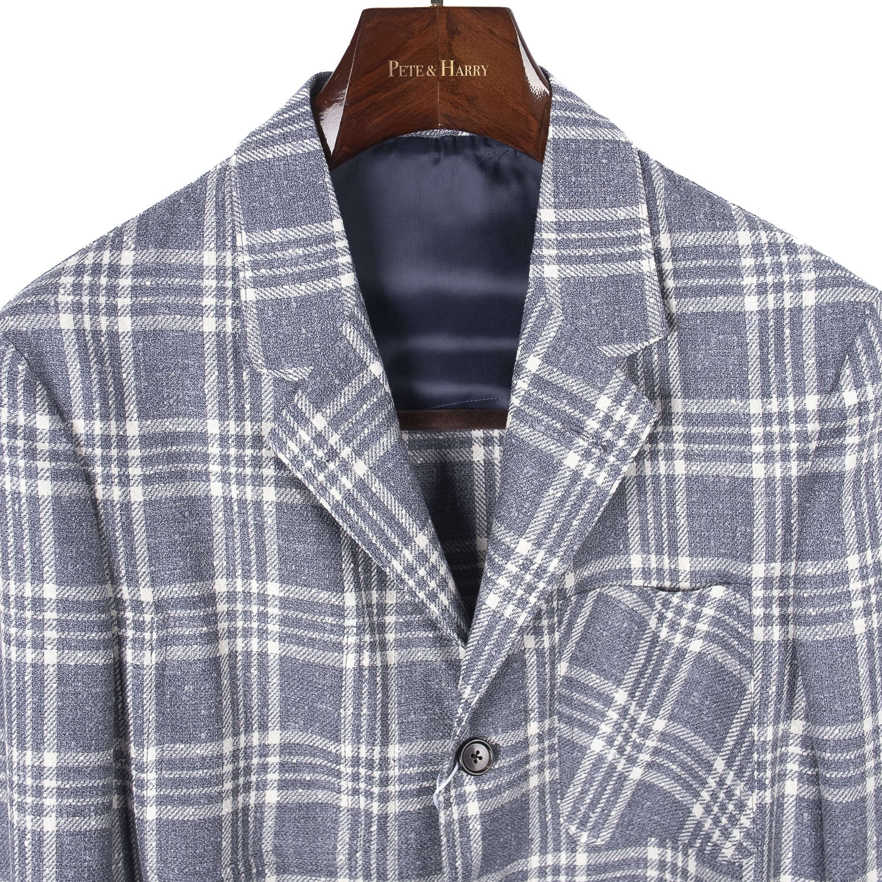 Neapolitan Hand Tailored Blue Checked Utility Jacket Sz 52
