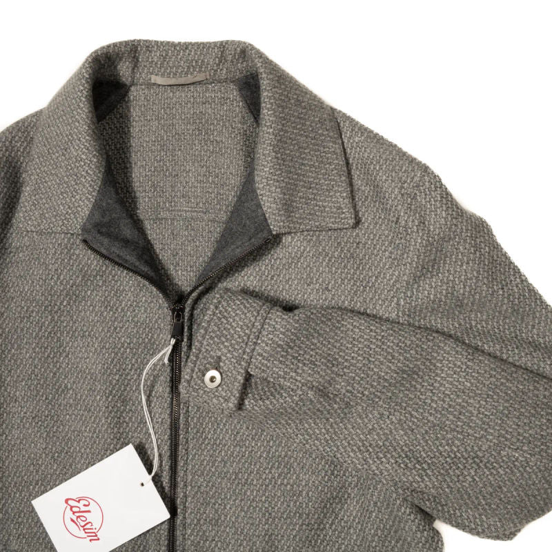 Neapolitan Tailored Jacket in Grey Knit Loro Piana Cashmere Sz 52