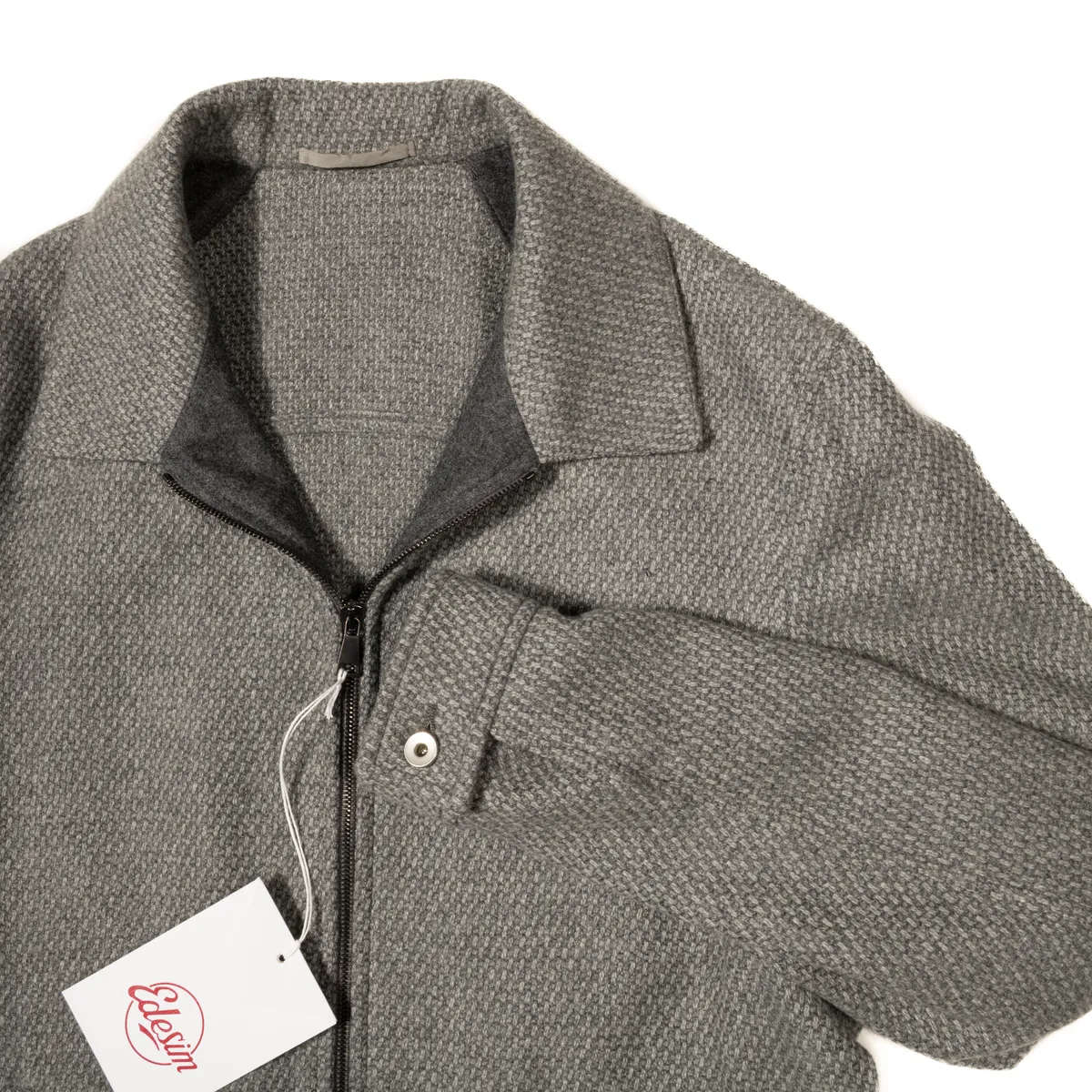 Neapolitan Hand Tailored Flight Jacket in Grey Knit Loro Piana Cashmere